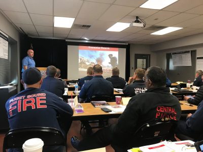 IAFF members participate in Wildland Interface classroom training