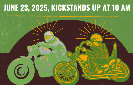 Kickstands up motorcycle riders